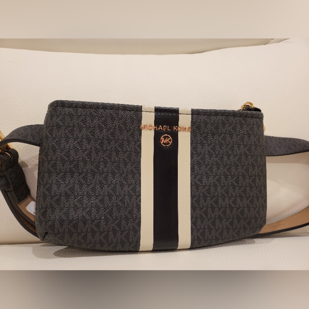 Michael Kors black/gray Monogram Belt bag